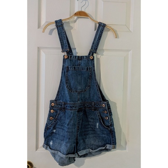 Vanilla Star  Shorts Size Medium Blue Overalls‎ Denim Distressed Farmcore Y2K - Picture 1 of 7